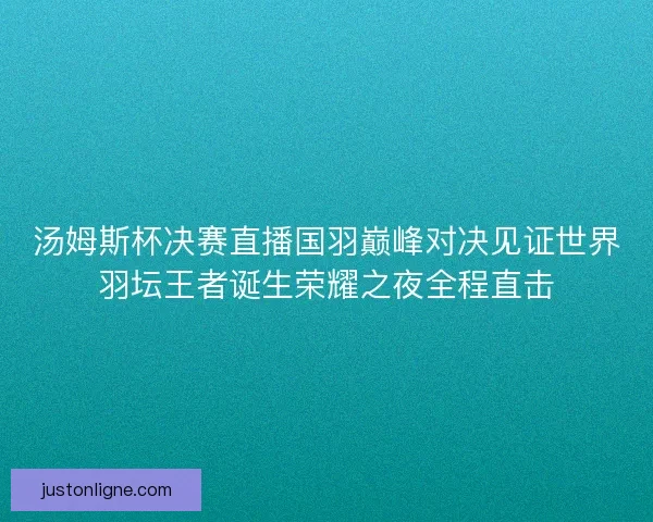 汤姆斯杯决赛直播国羽巅峰对决见证世界羽坛王者诞生荣耀之夜全程直击