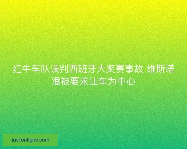 红牛车队误判西班牙大奖赛事故 维斯塔潘被要求让车为中心
