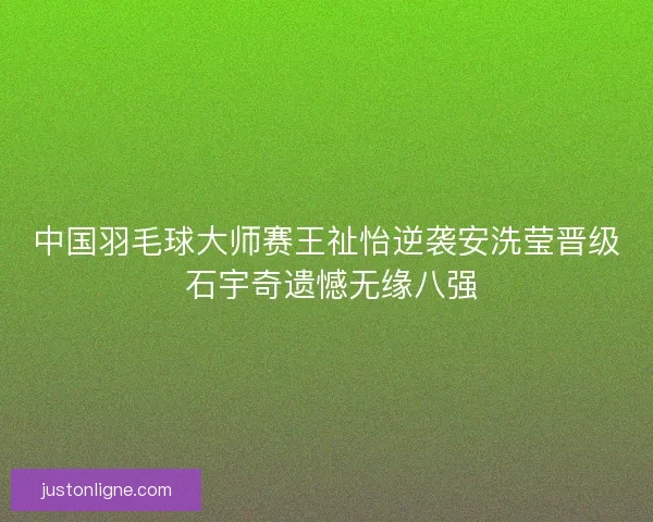 中国羽毛球大师赛王祉怡逆袭安洗莹晋级 石宇奇遗憾无缘八强